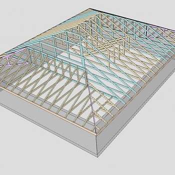 阶梯式房屋桁架设计SU模型下载_sketchup草图大师SKP模型