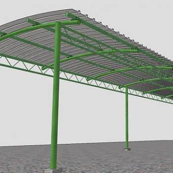 钢结构棚廊道SU模型下载_sketchup草图大师SKP模型