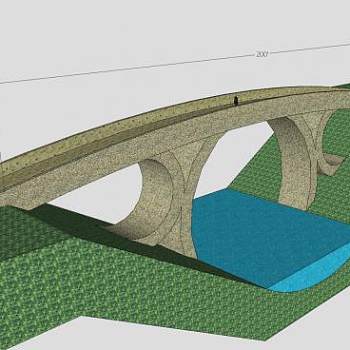 跨河石艺拱桥SU模型下载_sketchup草图大师SKP模型