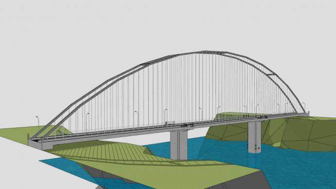 现代跨河公路大桥SU模型下载_sketchup草图大师SKP模型