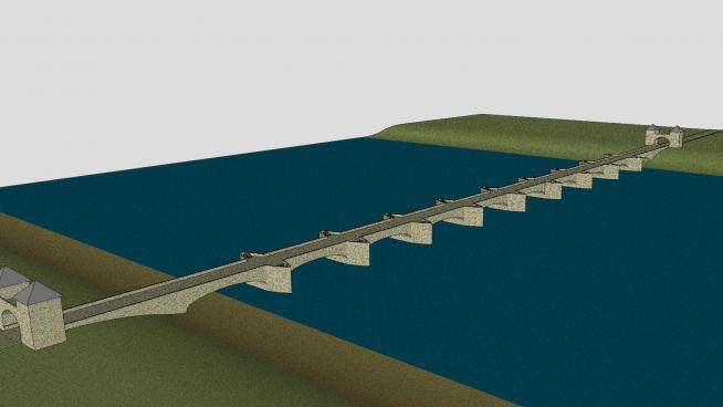 中世纪跨河桥SU模型下载_sketchup草图大师SKP模型