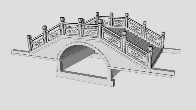 中式石拱桥梁SU模型下载_sketchup草图大师SKP模型