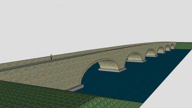 跨河六拱桥SU模型下载_sketchup草图大师SKP模型