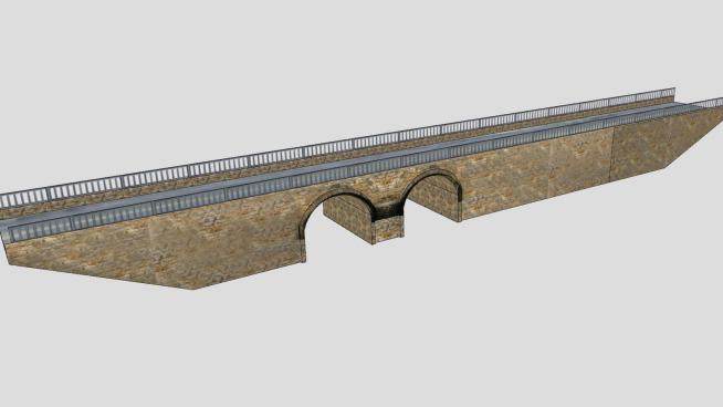 现代双拱公路桥SU模型下载_sketchup草图大师SKP模型