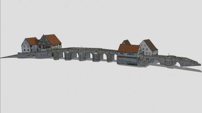 德国哈堡石桥和房屋SU模型下载_sketchup草图大师SKP模型