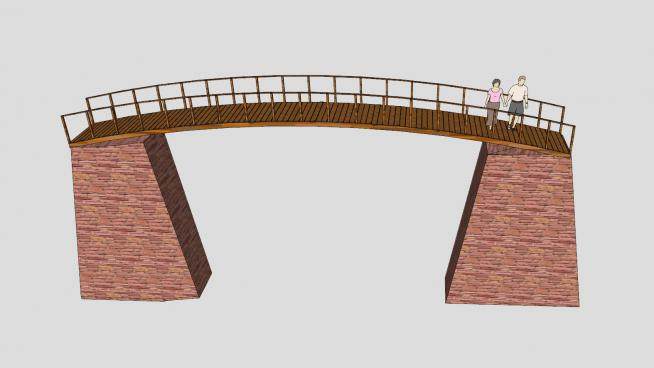 石砖柱木架拱桥SU模型下载_sketchup草图大师SKP模型