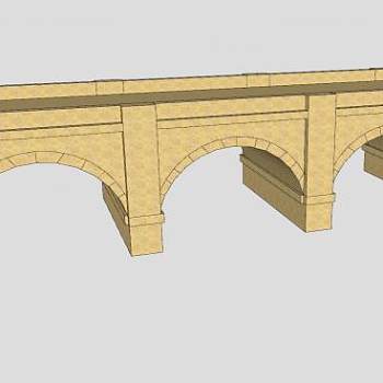三拱道石桥SU模型下载_sketchup草图大师SKP模型