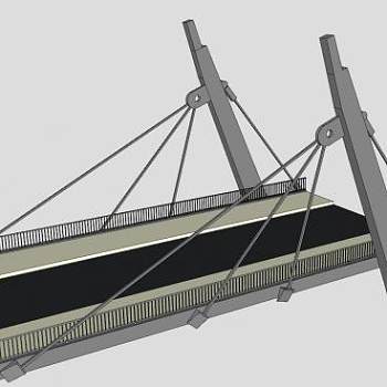 现代公路吊桥SU模型下载_sketchup草图大师SKP模型