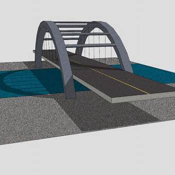 现代小型公路桥SU模型下载_sketchup草图大师SKP模型