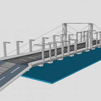 现代高架公路桥梁SU模型下载_sketchup草图大师SKP模型