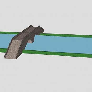 跨河石拱桥梁SU模型下载_sketchup草图大师SKP模型