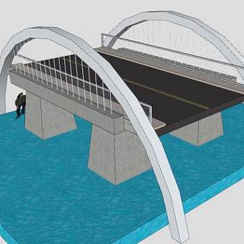 普通混凝土悬索桥SU模型下载_sketchup草图大师SKP模型