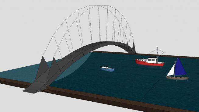 海上钢架桥梁SU模型下载_sketchup草图大师SKP模型