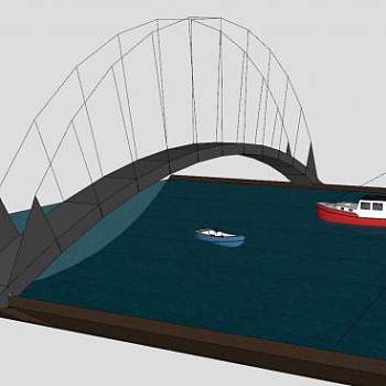 海上钢架桥梁SU模型下载_sketchup草图大师SKP模型