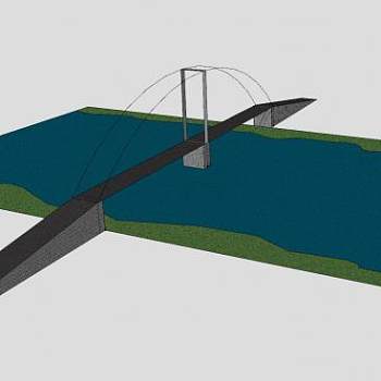 现代跨河桥梁SU模型下载_sketchup草图大师SKP模型