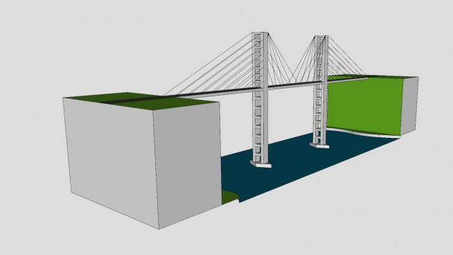 高架斜拉桥SU模型下载_sketchup草图大师SKP模型