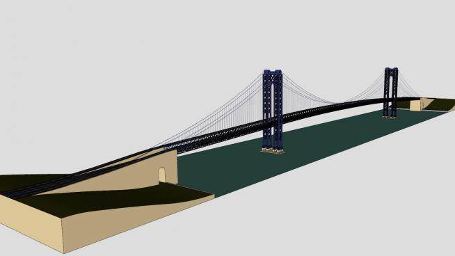 曼哈顿大桥SU模型下载_sketchup草图大师SKP模型