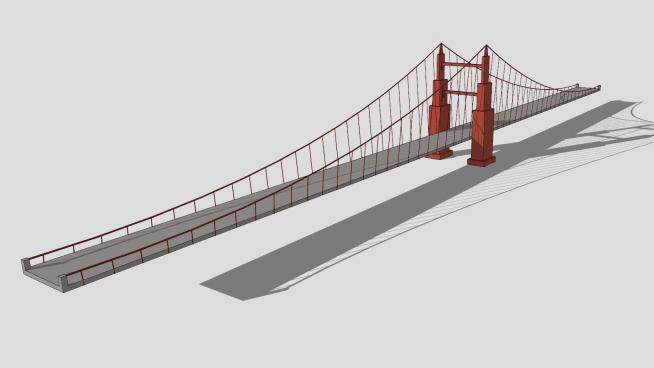 旧金山海峡金门大桥SU模型下载_sketchup草图大师SKP模型