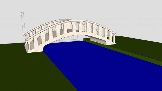 铸石护栏拱桥SU模型下载_sketchup草图大师SKP模型