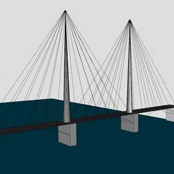 简易斜拉桥桥梁SU模型下载_sketchup草图大师SKP模型