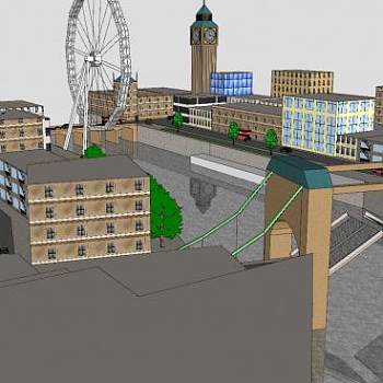 迷你伦敦之旅商业街SU模型下载_sketchup草图大师SKP模型