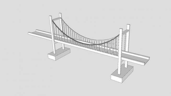 现代拉索桥梁SU模型下载_sketchup草图大师SKP模型