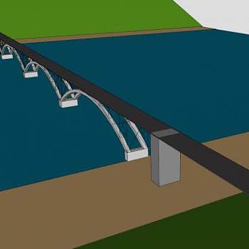 梁架跨河桥梁SU模型下载_sketchup草图大师SKP模型