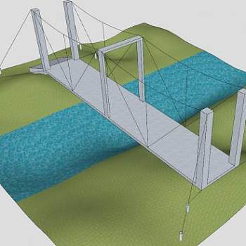 简易斜拉桥梁SU模型下载_sketchup草图大师SKP模型