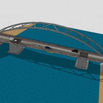 双车道梁架桥SU模型下载_sketchup草图大师SKP模型