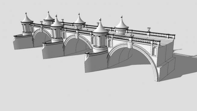 欧式船型拱桥SU模型下载_sketchup草图大师SKP模型