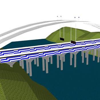 现代山间双公路架桥SU模型下载_sketchup草图大师SKP模型