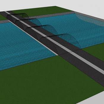 简易公路拉索桥SU模型下载_sketchup草图大师SKP模型