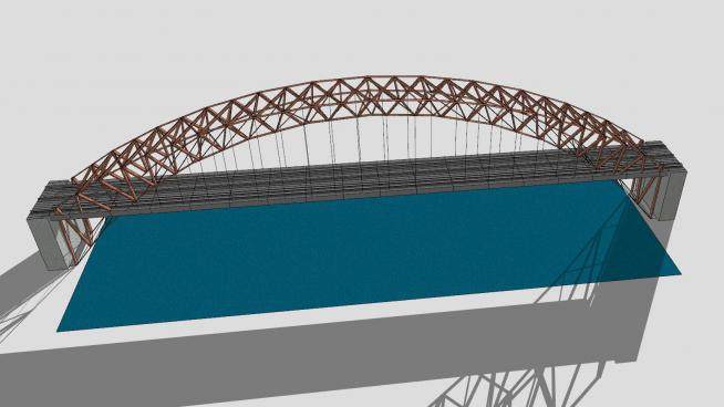 拱形桁架公路桥梁SU模型下载_sketchup草图大师SKP模型