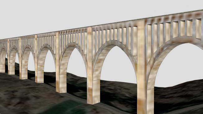 汉诺克建筑高架桥SU模型下载_sketchup草图大师SKP模型