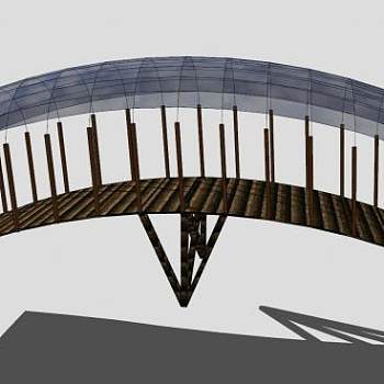 玻璃天篷木拱桥SU模型下载_sketchup草图大师SKP模型