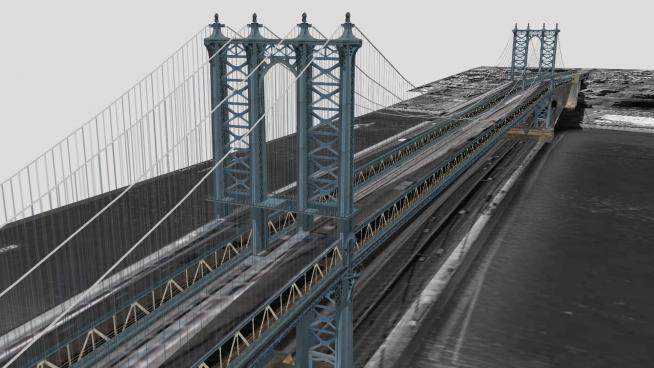 曼哈顿桥桥梁建筑SU模型下载_sketchup草图大师SKP模型