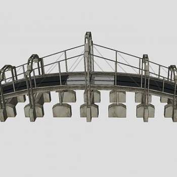 金属拱桥公路桥梁SU模型下载_sketchup草图大师SKP模型