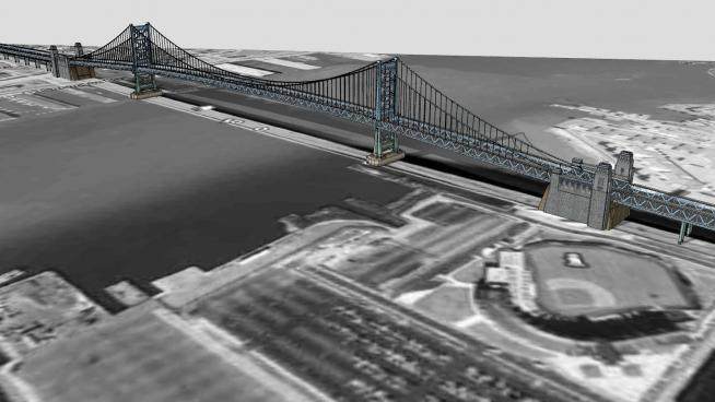富兰克林桥桥梁SU模型下载_sketchup草图大师SKP模型