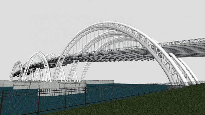 管桁架桥拱桥SU模型下载_sketchup草图大师SKP模型