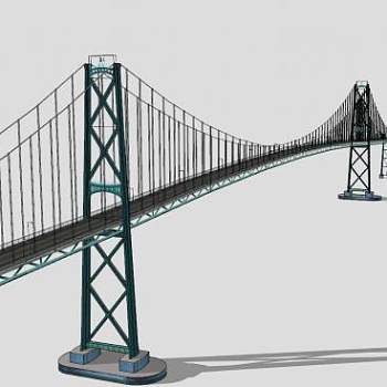 狮门大桥景点悬索桥SU模型下载_sketchup草图大师SKP模型