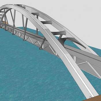 跨河车道桥梁SU模型下载_sketchup草图大师SKP模型