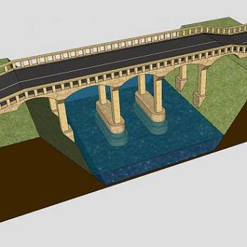 郊区公路石桥SU模型下载_sketchup草图大师SKP模型