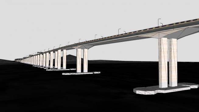 大桥梁式桥建筑SU模型下载_sketchup草图大师SKP模型