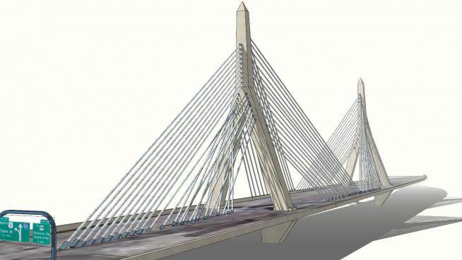 邦克山纪念桥桥梁SU模型下载_sketchup草图大师SKP模型