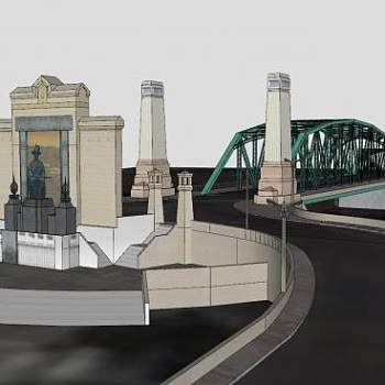 纪念大桥桥梁建筑SU模型下载_sketchup草图大师SKP模型