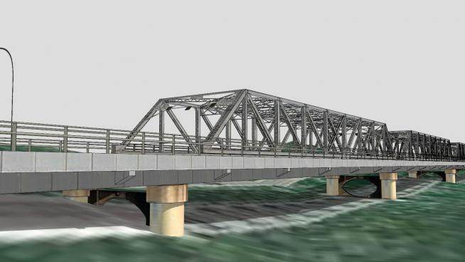 乔治河大桥桥梁SU模型下载_sketchup草图大师SKP模型