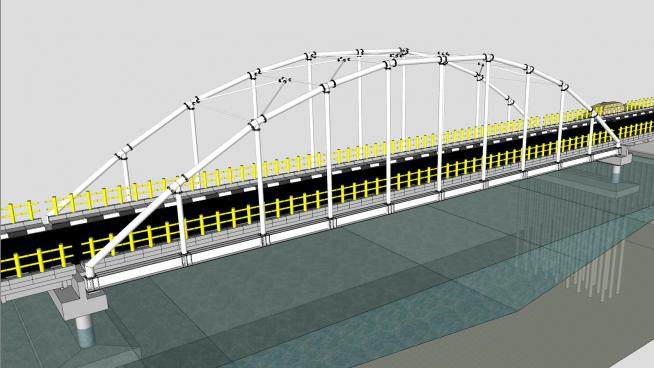 钢管拱桥桥梁SU模型下载_sketchup草图大师SKP模型