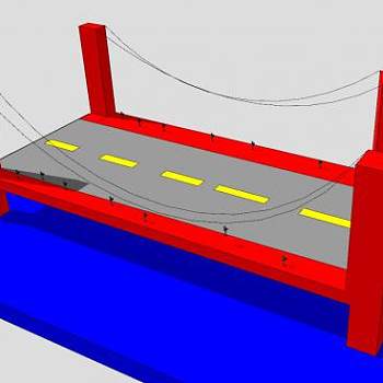 简易河上公路架桥SU模型下载_sketchup草图大师SKP模型