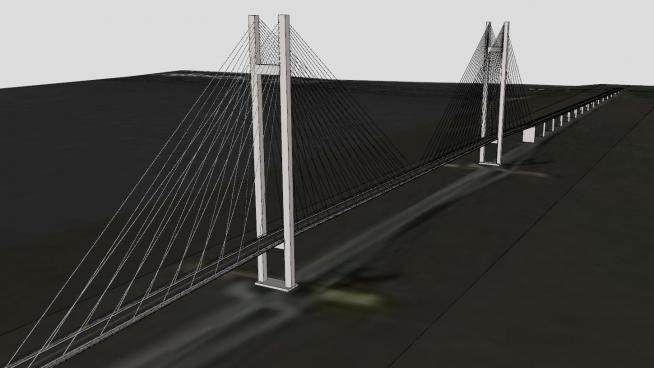 主桥高架桥建筑SU模型下载_sketchup草图大师SKP模型