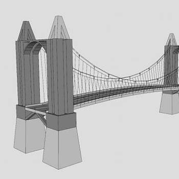 现代拉索桥梁建筑SU模型下载_sketchup草图大师SKP模型